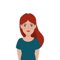 vacker kvinna rött hår med glasögon avatar karaktär vektor