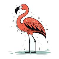 Flamingo auf ein Weiß Hintergrund. Vektor Illustration im ein eben Stil.