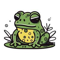 süß Karikatur Frosch. Vektor Illustration isoliert auf ein Weiß Hintergrund.