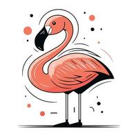 flamingo. hand dragen vektor illustration. isolerat på vit bakgrund.