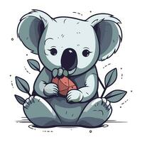 süß Koala mit ein Ball. Vektor Illustration von ein Karikatur Koala.