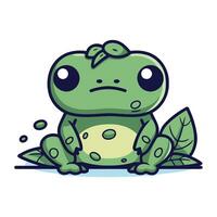 Frosch mit traurig Augen. Vektor Illustration von ein Karikatur Frosch.