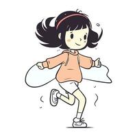 liten flicka löpning. vektor illustration av en söt liten flicka löpning.