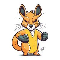 komisch Karikatur Fuchs mit Boxen Handschuhe. Vektor Illustration isoliert auf Weiß Hintergrund.