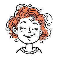 Vektor Illustration von ein rot behaart Mädchen mit Sommersprossen auf ihr Gesicht.