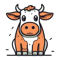 süß Karikatur Kuh. Bauernhof Tier. Vektor Illustration isoliert auf Weiß Hintergrund.