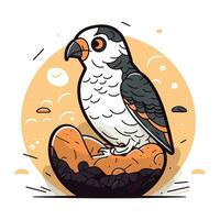 süß Vogel Sitzung auf ein Ei. Vektor Illustration im Karikatur Stil.