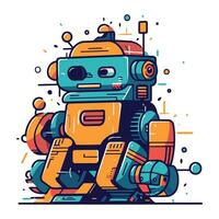 retro robot. vektor illustration i tecknad serie stil. robot ikon.