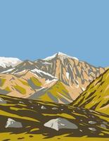 stelvio nationalpark monte cevedale italien art deco wpa affischkonst vektor