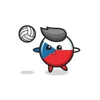Charakterkarikatur des tschechischen Flaggenabzeichens spielt Volleyball vektor