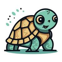 süß Karikatur Schildkröte. Vektor Illustration isoliert auf ein Weiß Hintergrund.