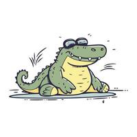 Krokodil Vektor Illustration. süß Karikatur Krokodil.