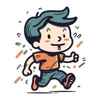 illustration av en söt pojke löpning och leende. vektor