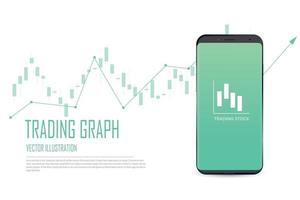 platt stil webb banner på mobil aktiehandel koncept, online handel vektor