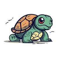 Karikatur Schildkröte. Vektor Illustration. isoliert auf Weiß Hintergrund.