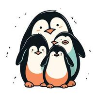 pingvin familj. söt tecknad serie pingvin vektor illustration.