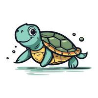tecknad serie sköldpadda. söt hav djur. vektor illustration.