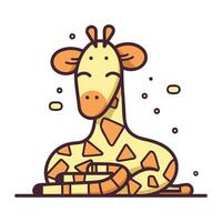 söt giraff. vektor illustration i platt stil. isolerat på vit bakgrund.