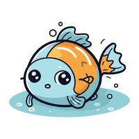 süß kawaii Karikatur Fisch. Vektor Illustration isoliert auf Weiß Hintergrund.