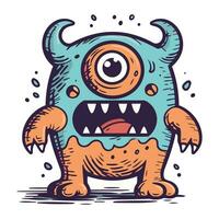 komisch Monster. Vektor Hand gezeichnet Illustration. isoliert auf Weiß Hintergrund.