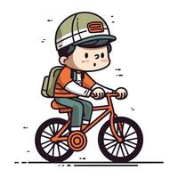 süß Junge Reiten ein Fahrrad. Vektor Illustration im Karikatur Stil.