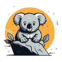 Koala Bär Sitzung auf ein Felsen. Vektor Hand gezeichnet Illustration.