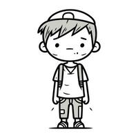 illustration av en pojke bär en keps och t skjorta vektor