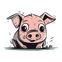 süß Karikatur Schwein. Vektor Illustration. isoliert auf Weiß Hintergrund.