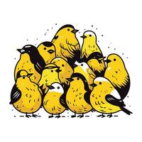 Hühner. Hand gezeichnet Vektor Illustration von ein Gruppe von Vögel.