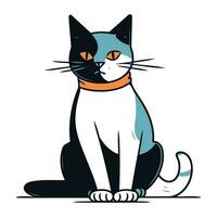 Illustration von ein Katze mit ein Schal auf ein Weiß Hintergrund. vektor