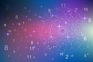 Astrologie- und Numerologiekonzept mit Zahlen über dem Sternenhimmel vektor