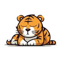 süß Karikatur Tiger auf ein Weiß Hintergrund. Vektor Illustration zum Ihre Design