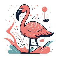 flamingo. hand dragen vektor illustration i klotter stil.