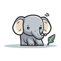 söt elefant tecknad serie vektor illustration. söt bebis elefant karaktär.