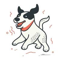 süß Karikatur Hund mit Knochen. Vektor Illustration im Linie Stil.