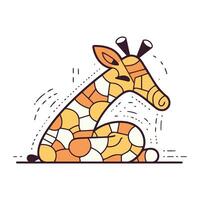 giraff vektor illustration. söt tecknad serie djur- i platt linjär stil.