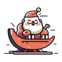 Karikatur Santa claus auf ein Schlitten. Vektor Illustration im ein eben Stil.