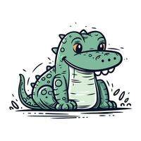 söt krokodil tecknad serie karaktär. vektor illustration för din design.