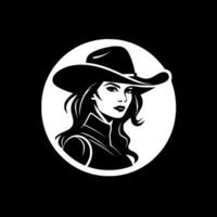 Cowgirl - - schwarz und Weiß isoliert Symbol - - Vektor Illustration