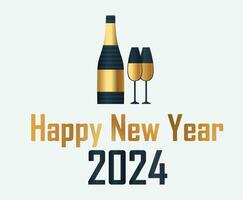 2024 glücklich Neu Jahr Urlaub abstrakt Gold und Blau Design Vektor Logo Symbol Illustration