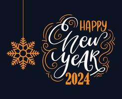 2024 glücklich Neu Jahr Urlaub abstrakt Orange und Weiß Design Vektor Logo Symbol Illustration mit Blau Hintergrund