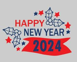 2024 glücklich Neu Jahr Urlaub abstrakt Blau und rot Design Vektor Logo Symbol Illustration mit grau Hintergrund