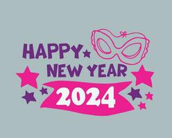 2024 Lycklig ny år Semester abstrakt rosa och lila design vektor logotyp symbol illustration med grå bakgrund