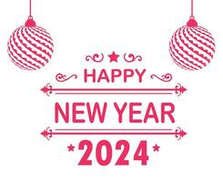 2024 glücklich Neu Jahr Urlaub abstrakt Rosa Design Vektor Logo Symbol Illustration
