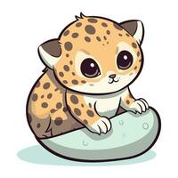 süß Baby Gepard Sitzung auf Schnee. Vektor Illustration.