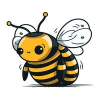 Vektor Illustration von süß Karikatur Biene. isoliert auf Weiß Hintergrund.