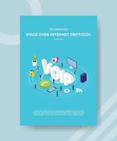 teknik voice over internet -protokoll människor stående vektor