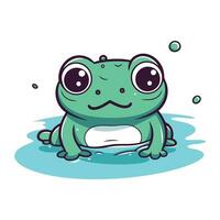 süß Karikatur Frosch isoliert auf ein Weiß Hintergrund. Vektor Illustration.