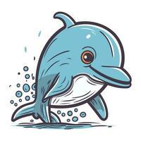 Illustration von ein süß Delfin. Vektor Illustration isoliert auf Weiß Hintergrund.