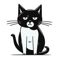 svart och vit katt isolerat på en vit bakgrund. vektor illustration.